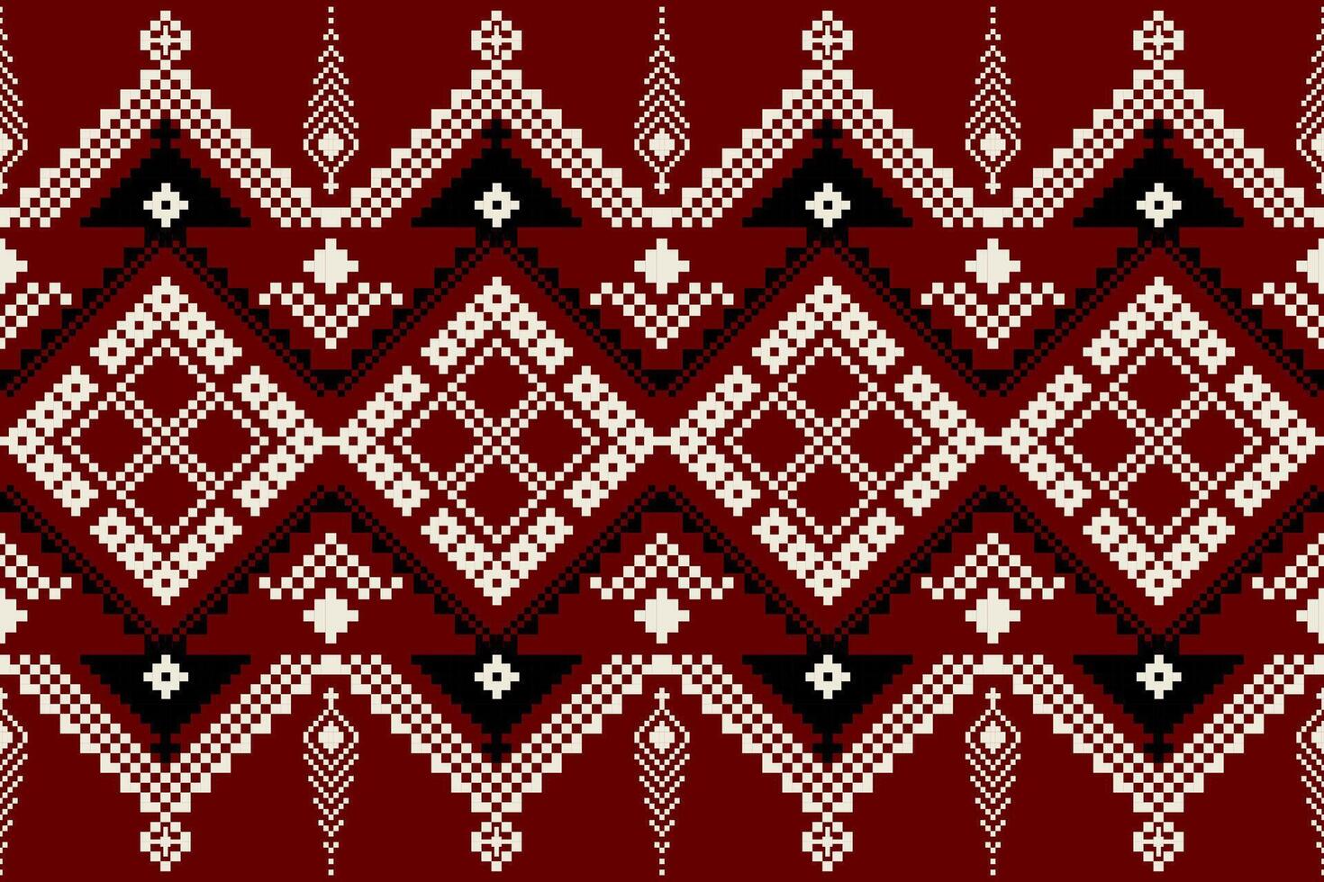 Pixel pattern ethnic oriental traditional. design fabric pattern textile African Indonesian Indian seamless Aztec style abstract illustration for print clothing vector