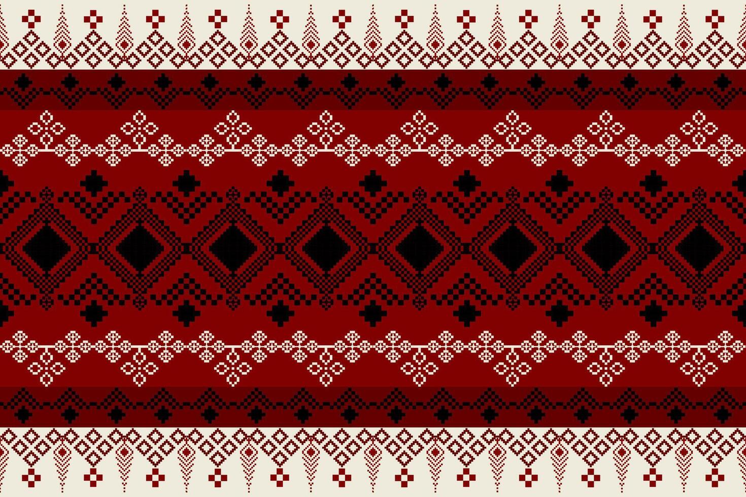 Pixel pattern ethnic oriental traditional. design fabric pattern textile African Indonesian Indian seamless Aztec style abstract illustration for print clothing vector