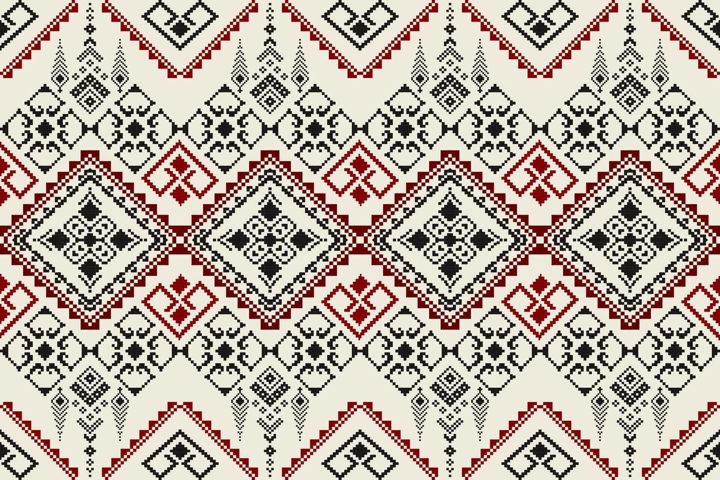 Pixel pattern ethnic oriental traditional. design fabric pattern textile African Indonesian Indian seamless Aztec style abstract illustration for print clothing vector