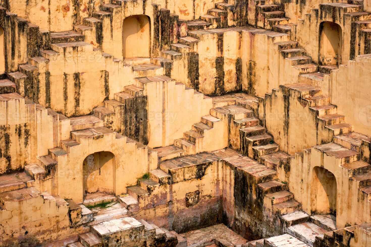 Stairs of Panna Meena ka Kund stepwell in Jaipur, Rajasthan, India photo