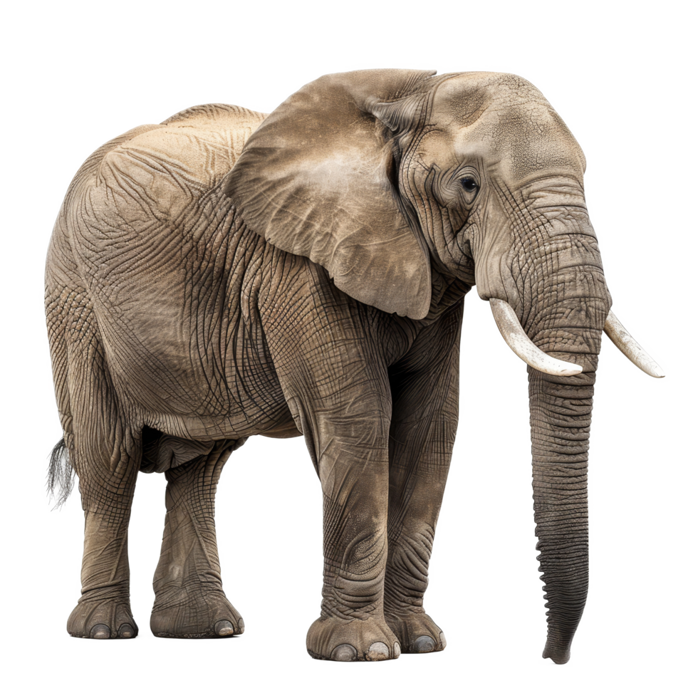 An African elephant standing in front of a background, a african elephant isolated on transparent background png