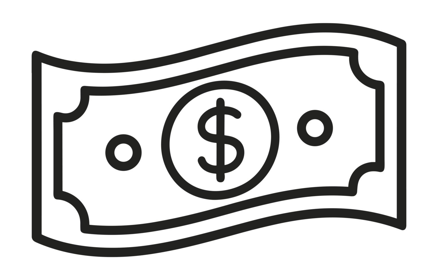 One dollar bill cash money icon minimalist simple drawing illustration finance business bank concept abundance mindset aesthetic financial freedom vision board element transparent background png