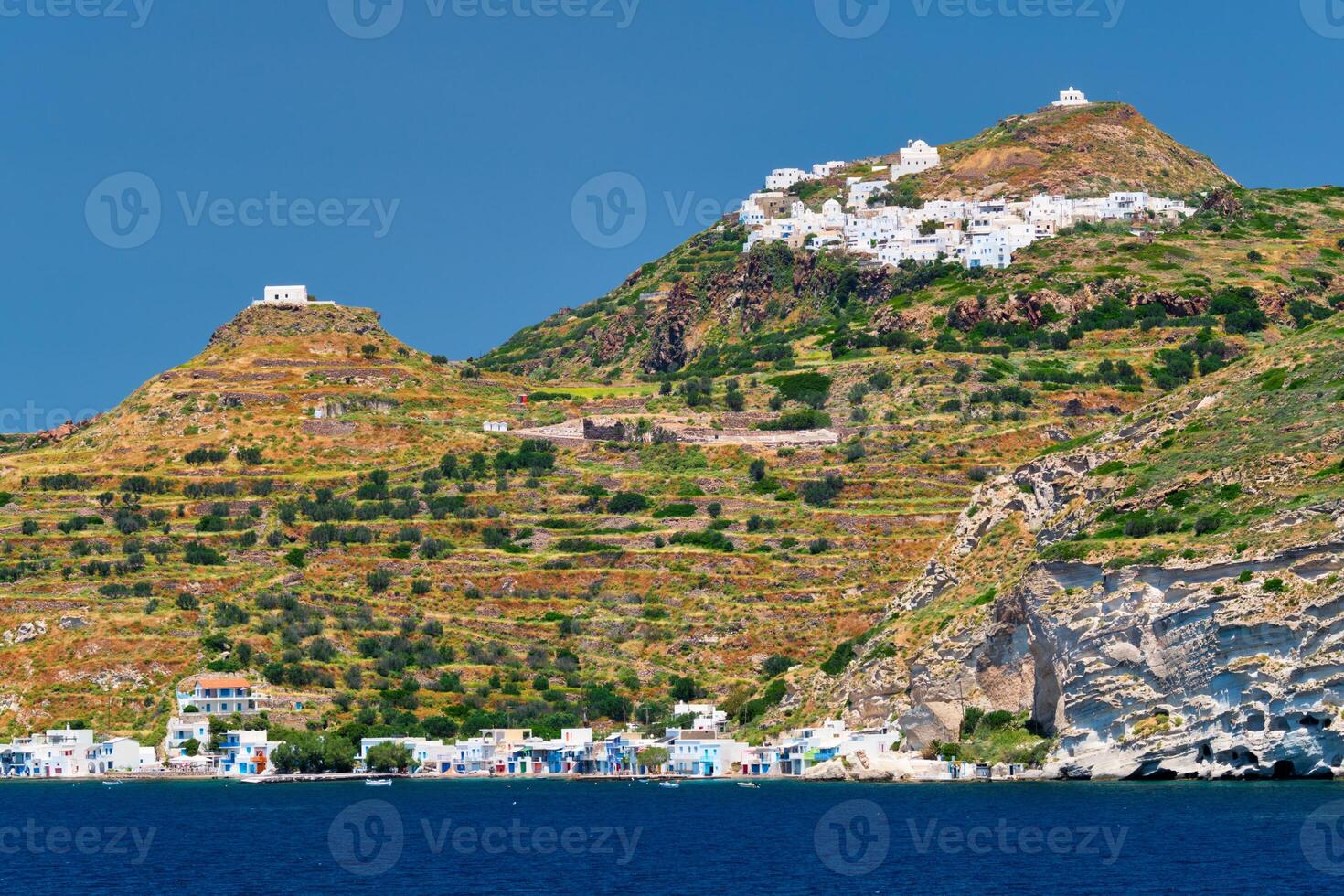 Klima and Plaka villages on Milos island, Greece photo