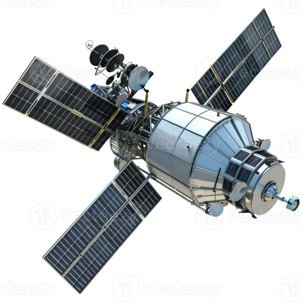 Realistic space satellite, transparent background png