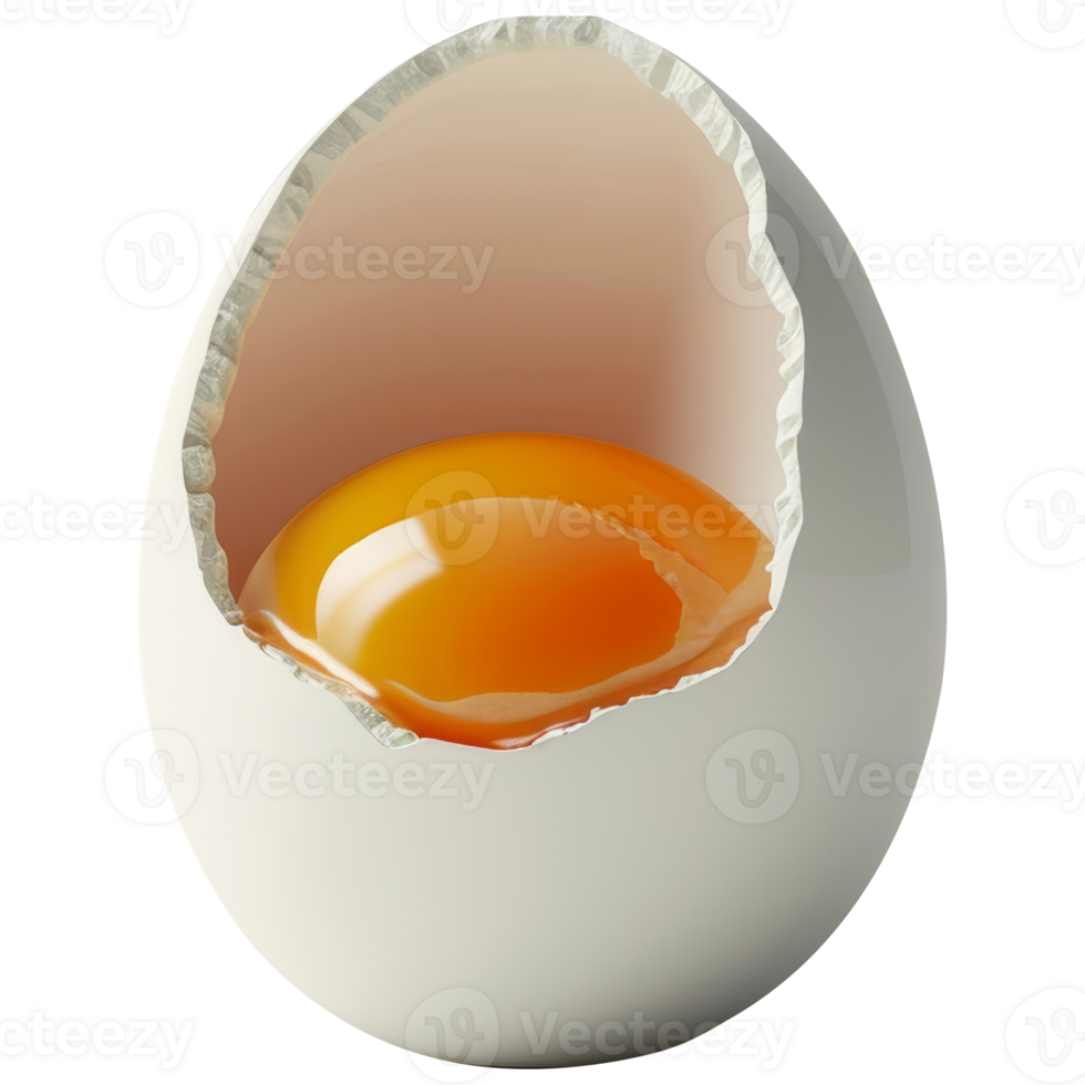 Broken egg shell contains egg yolk, transparent background png
