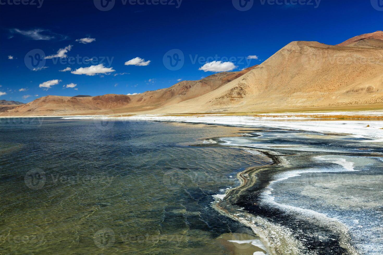 Salt lake Tso Kar in Himalayas. Ladakh, India photo