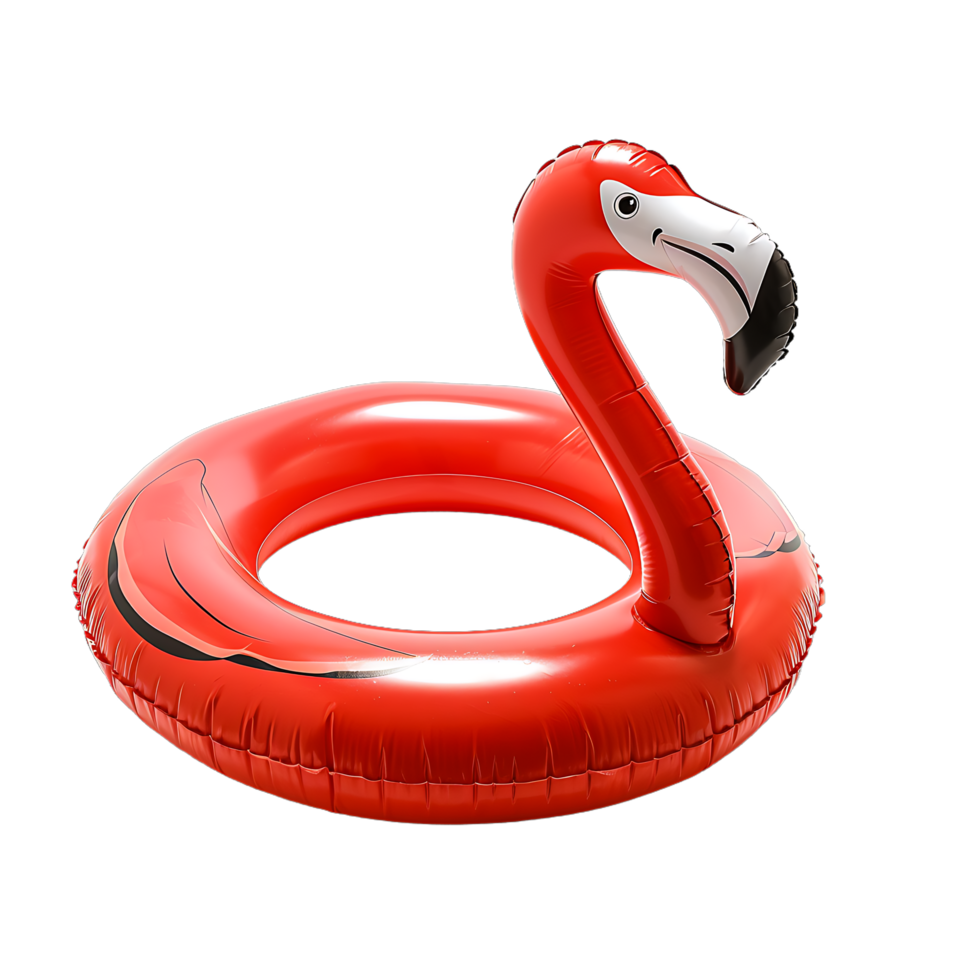 Red Inflatable Flamingo Swimming Ring Isolated on White Background png
