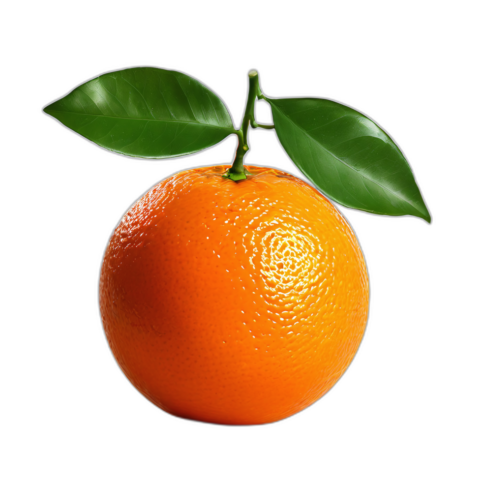 Orange with leaf on transparent background png
