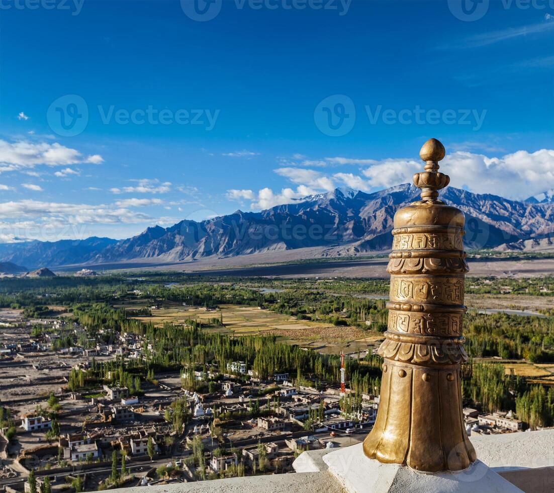 Dhvaja victory banner, on the roof of Thiksey monastery. Ladakh photo