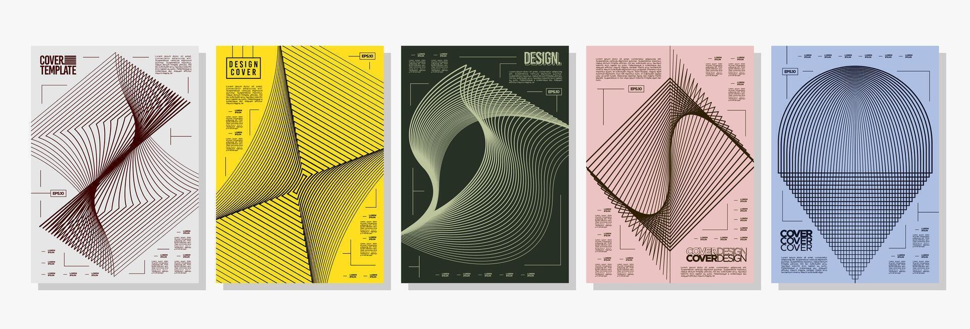 Futuristic modern geometric stripe blend line cover set vector