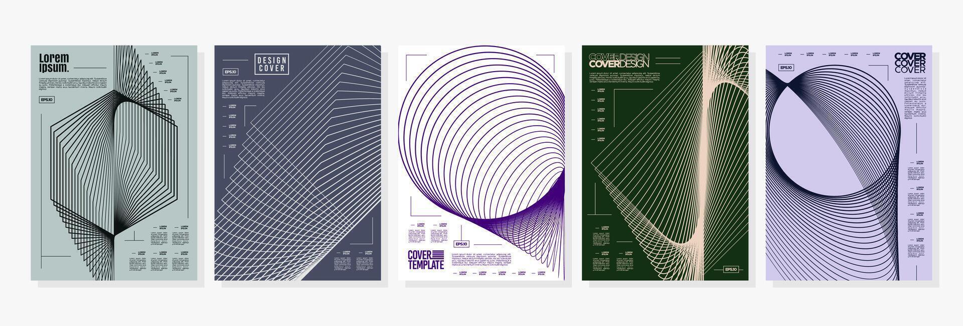 Digital network line abstract cover design set vector