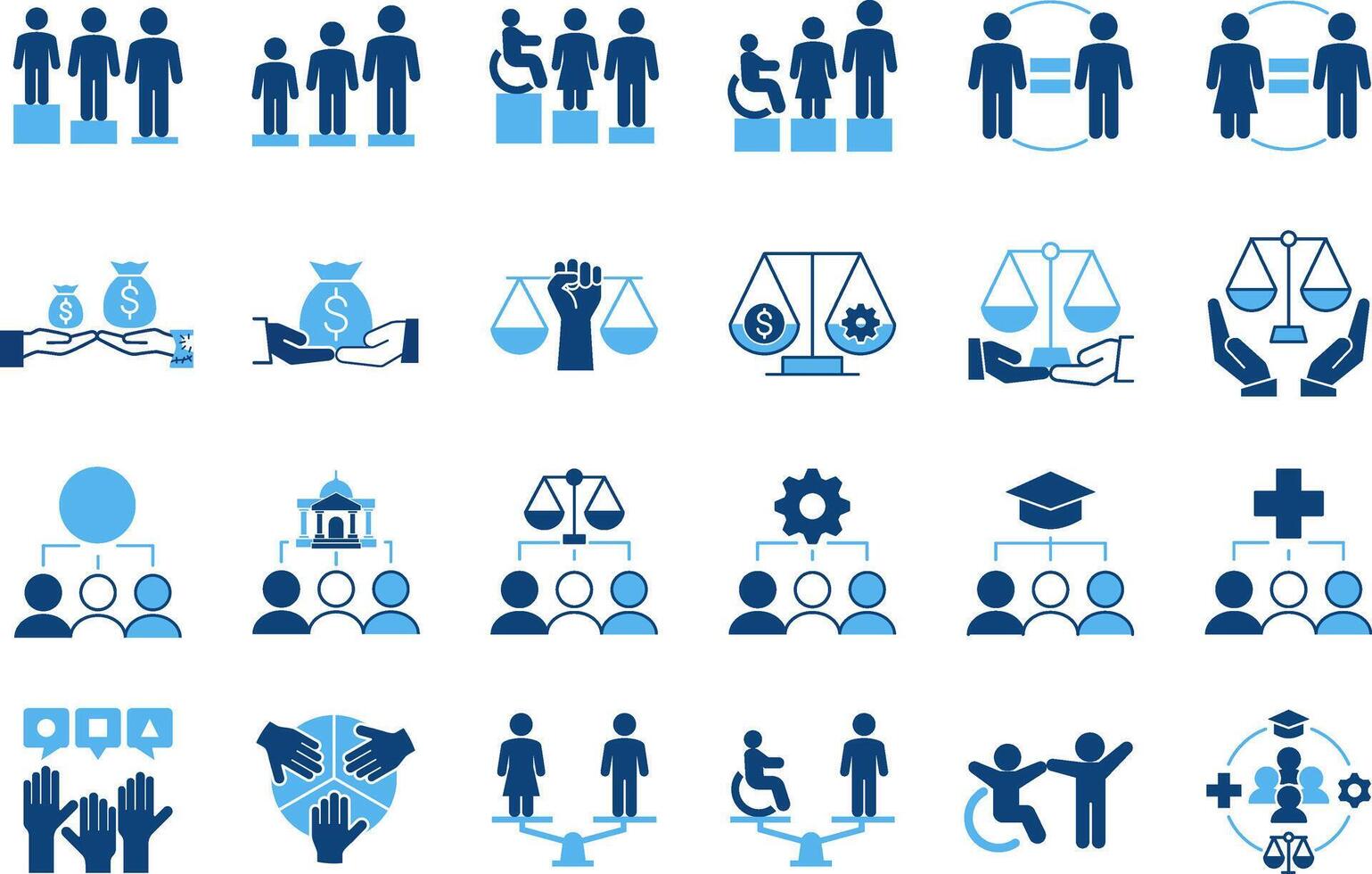 Equality and Equality for Accessibility Rights Icon Set vector