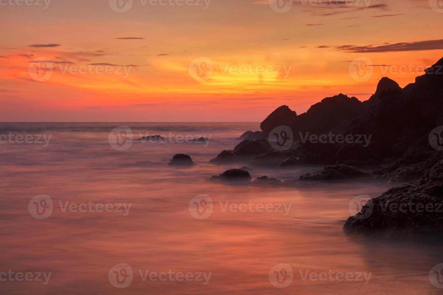 Sunset on Varkala beach, Kerala, India photo