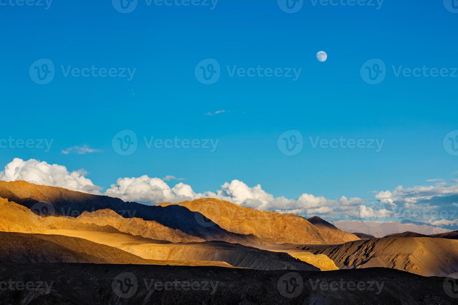 Moonrise in Himalayas. Ladakh, India photo