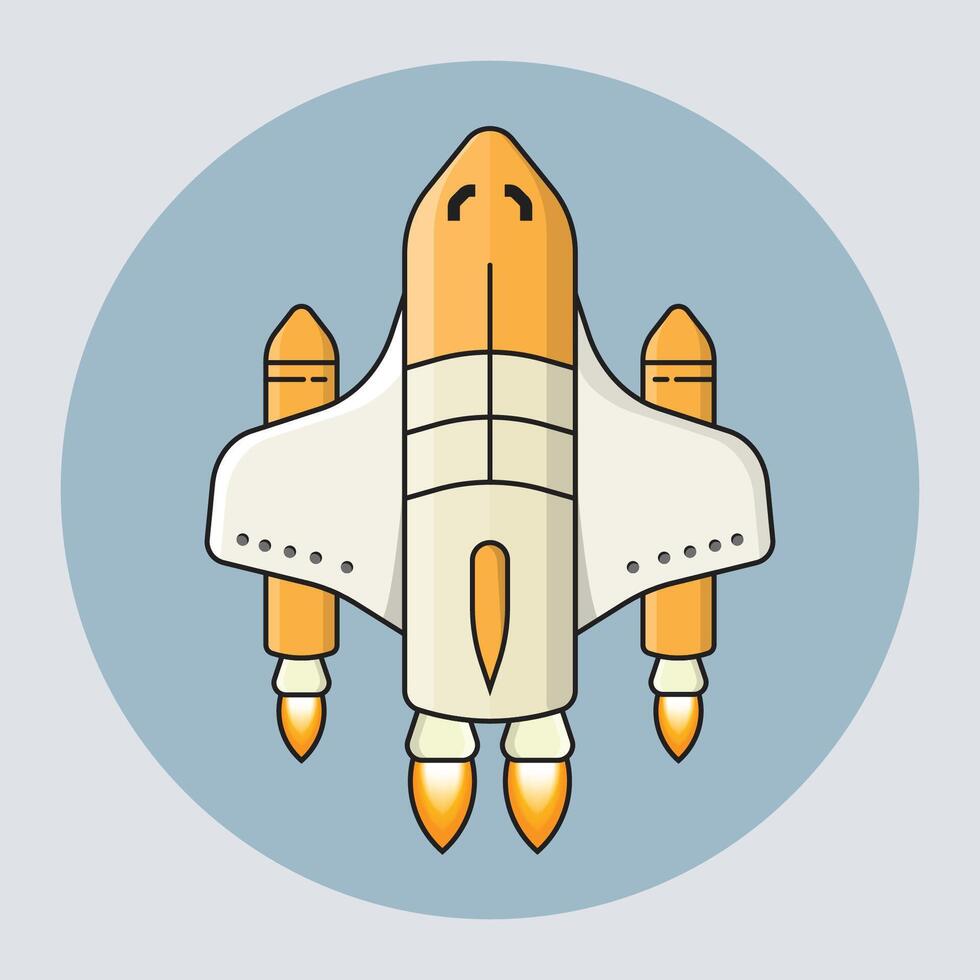 Simple clean space shuttle flat illustration with outline on isolated background vector