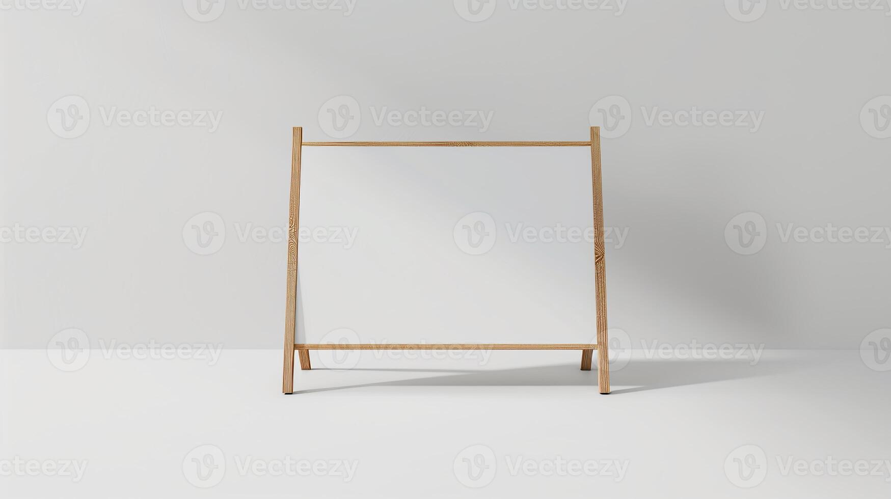 A-frame banner mockup with a blank wooden frame isolated on a white background. photo