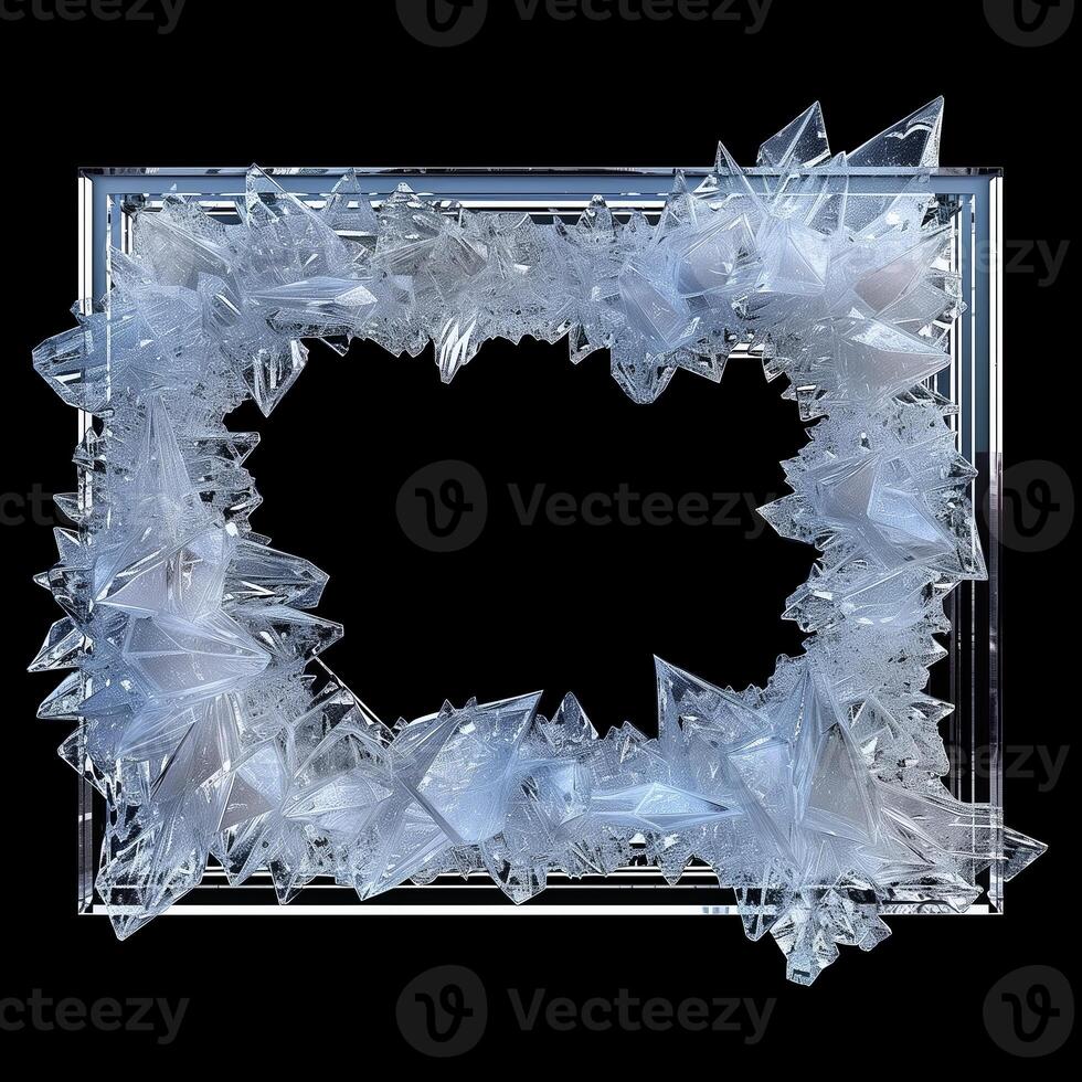 A large, thin rectangular frame made out of a clear, solid white diamond geode cluster. photo