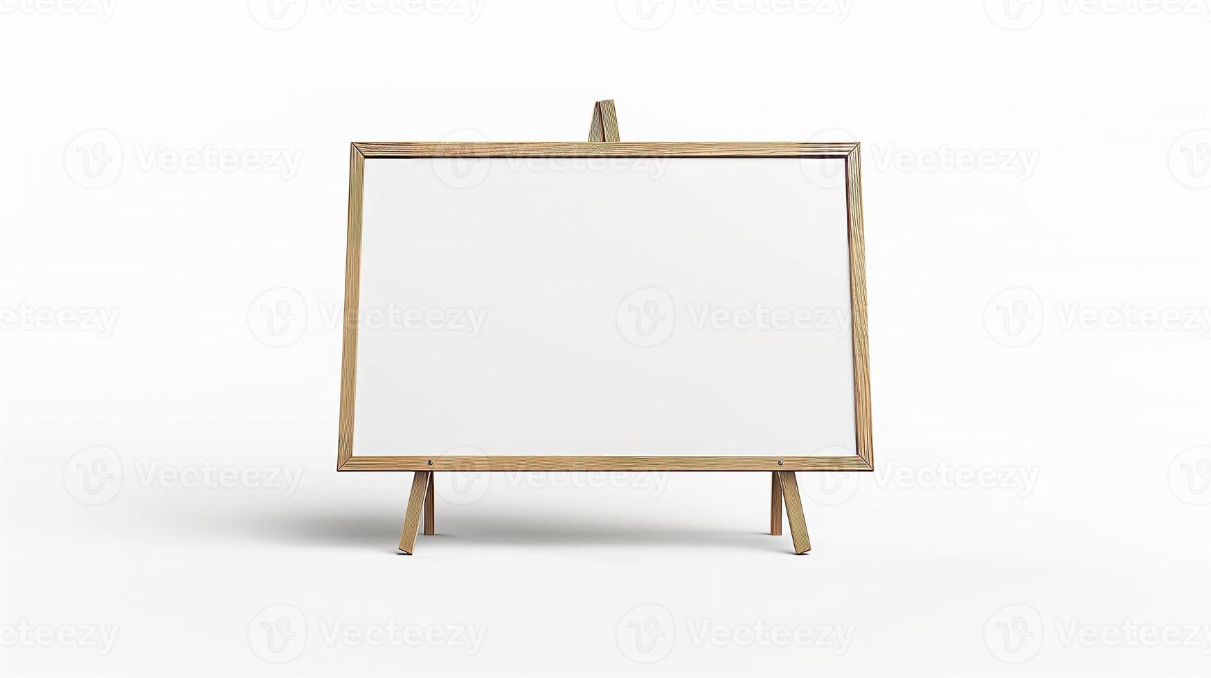 A-frame banner mockup with a blank wooden frame isolated on a white background. photo