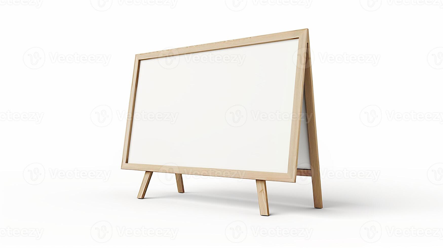 A-frame banner mockup with a blank wooden frame isolated on a white background. photo