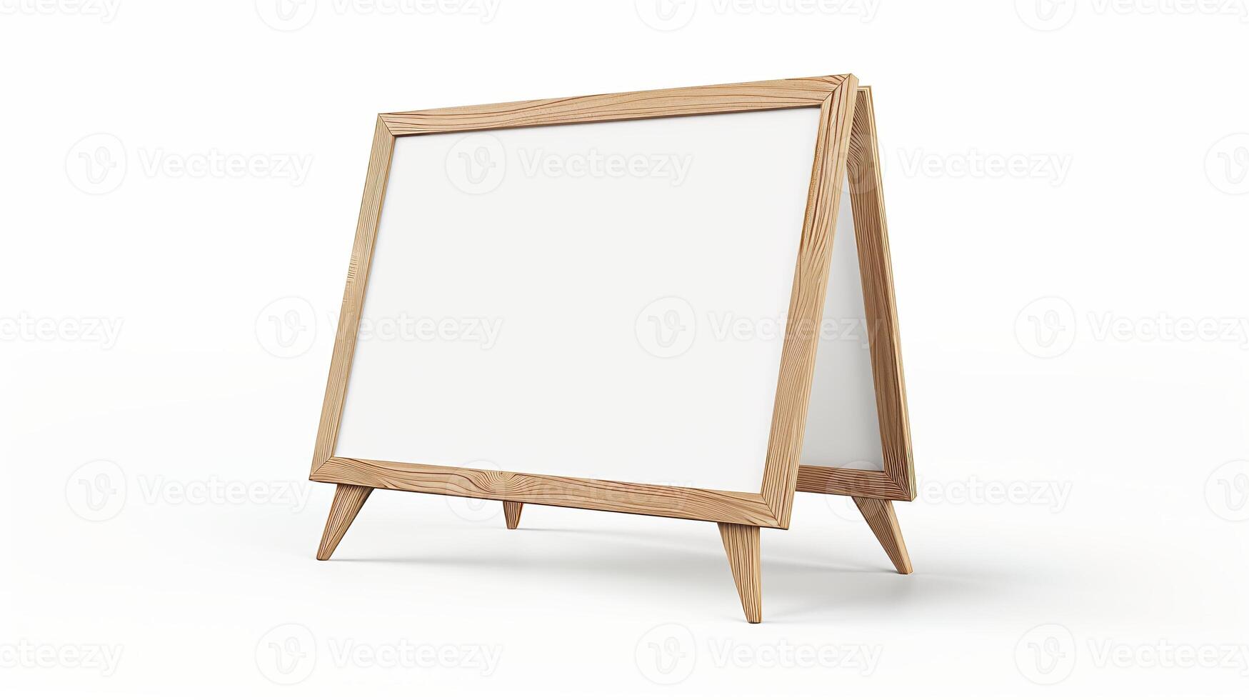 A-frame banner mockup with a blank wooden frame isolated on a white background. photo