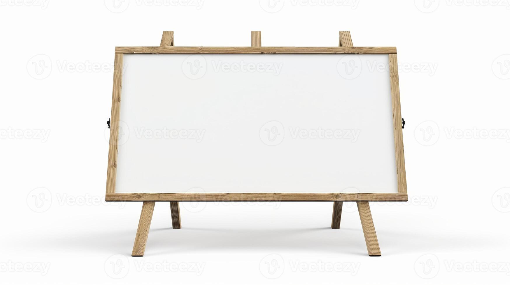 A-frame banner mockup with a blank wooden frame isolated on a white background. photo