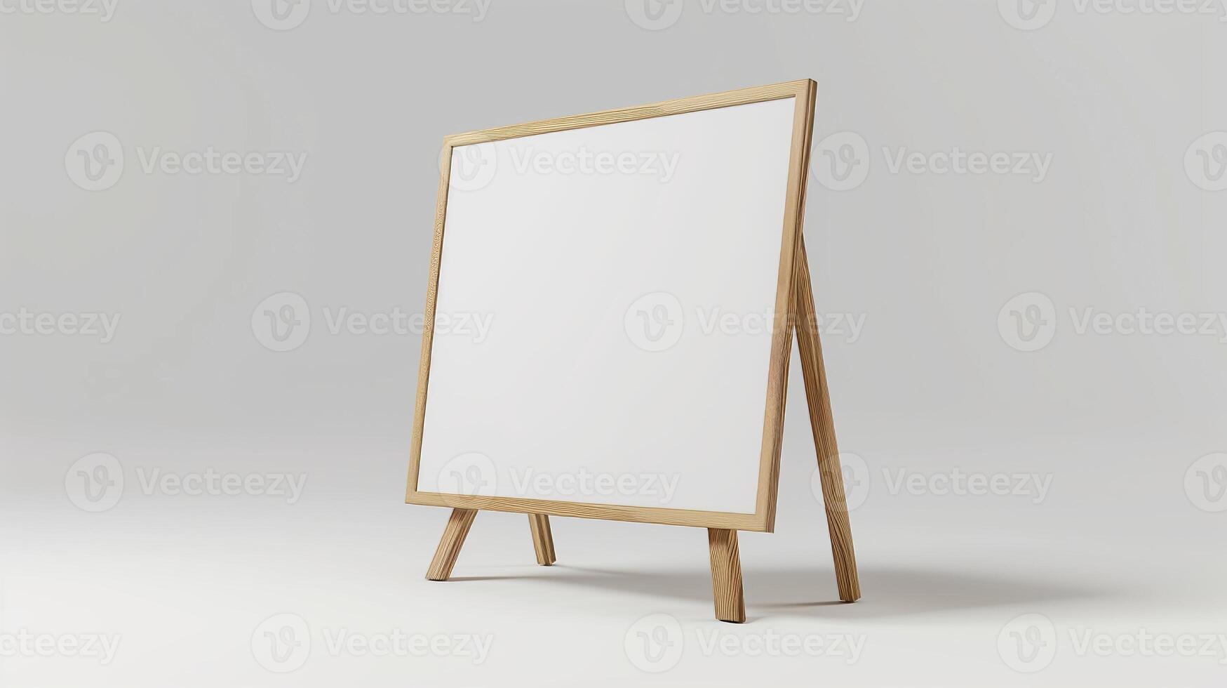 A-frame banner mockup with a blank wooden frame isolated on a white background. photo