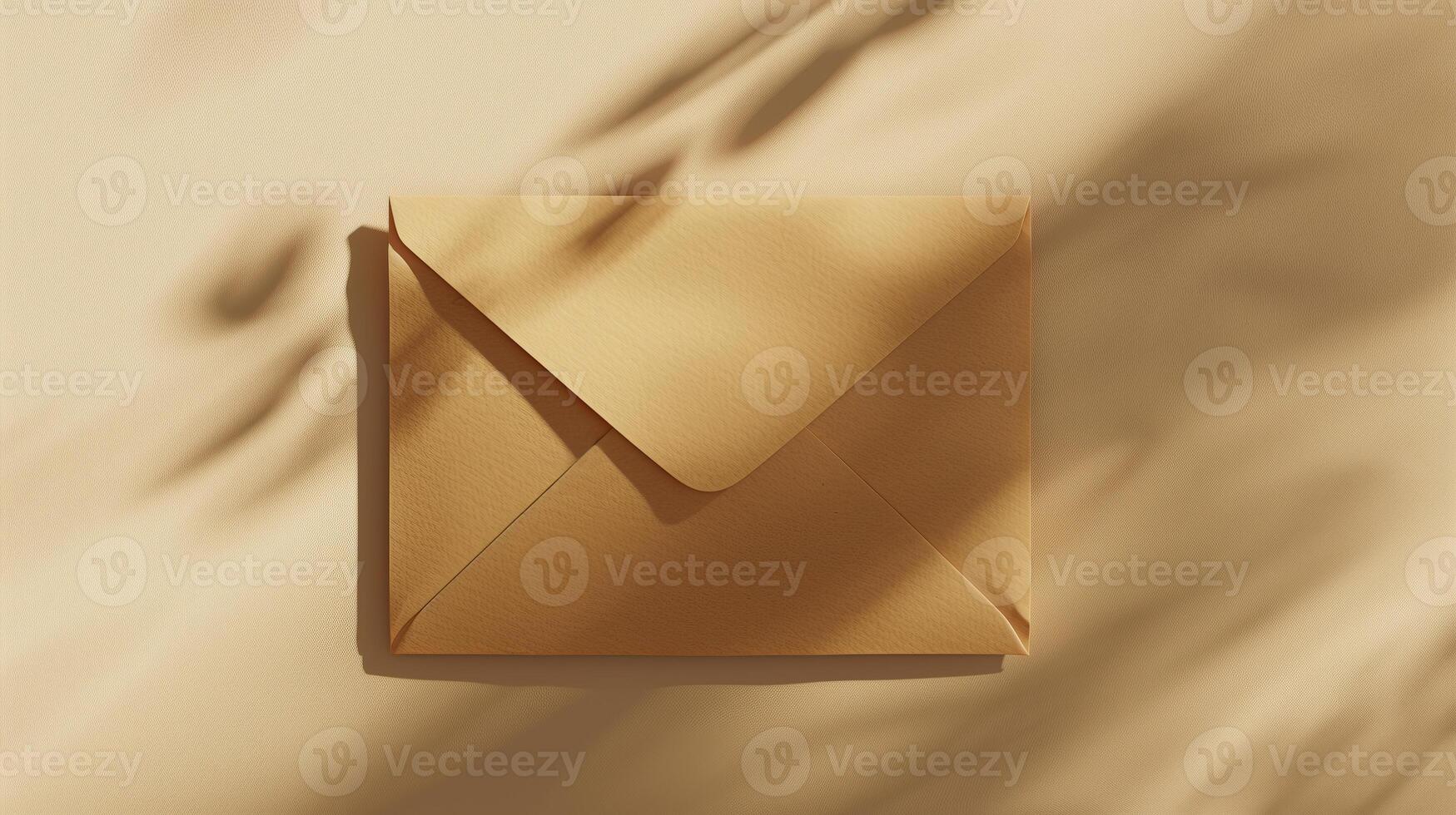 A mockup of an envelope on a neutral background with elegant shadows. photo