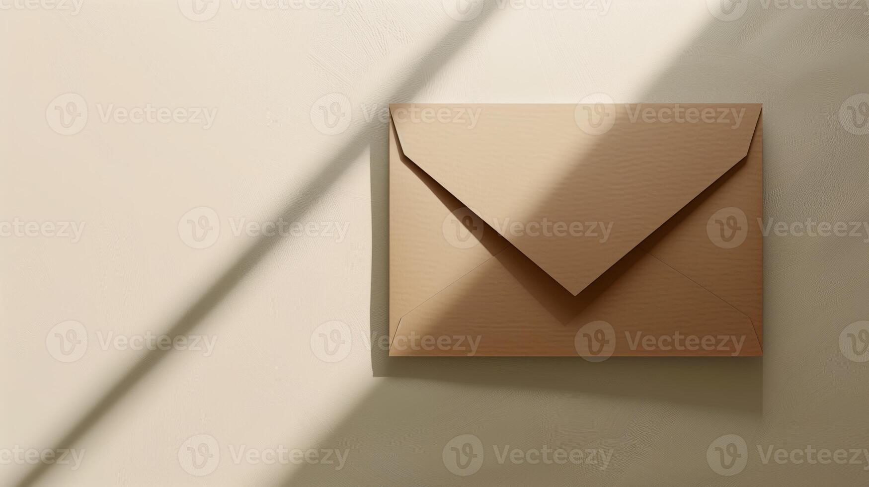 A mockup of an envelope on a neutral background with elegant shadows. photo