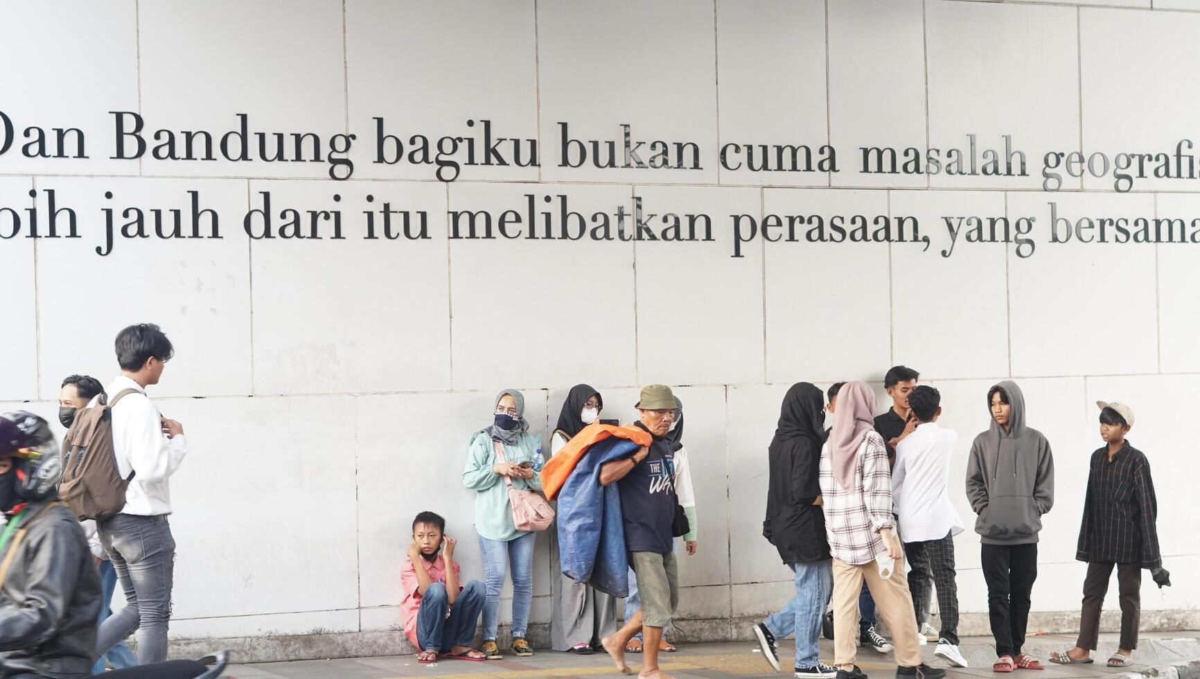 Bandung, West Java. May 26, 2023, the atmosphere of the Asia-Africa Bandung street while on vacation photo