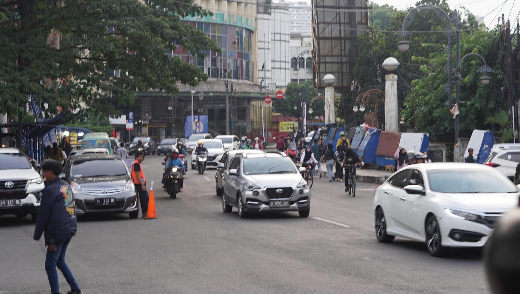 Bandung, West Java. May 26, 2023, the atmosphere of the Asia-Africa Bandung street while on vacation photo