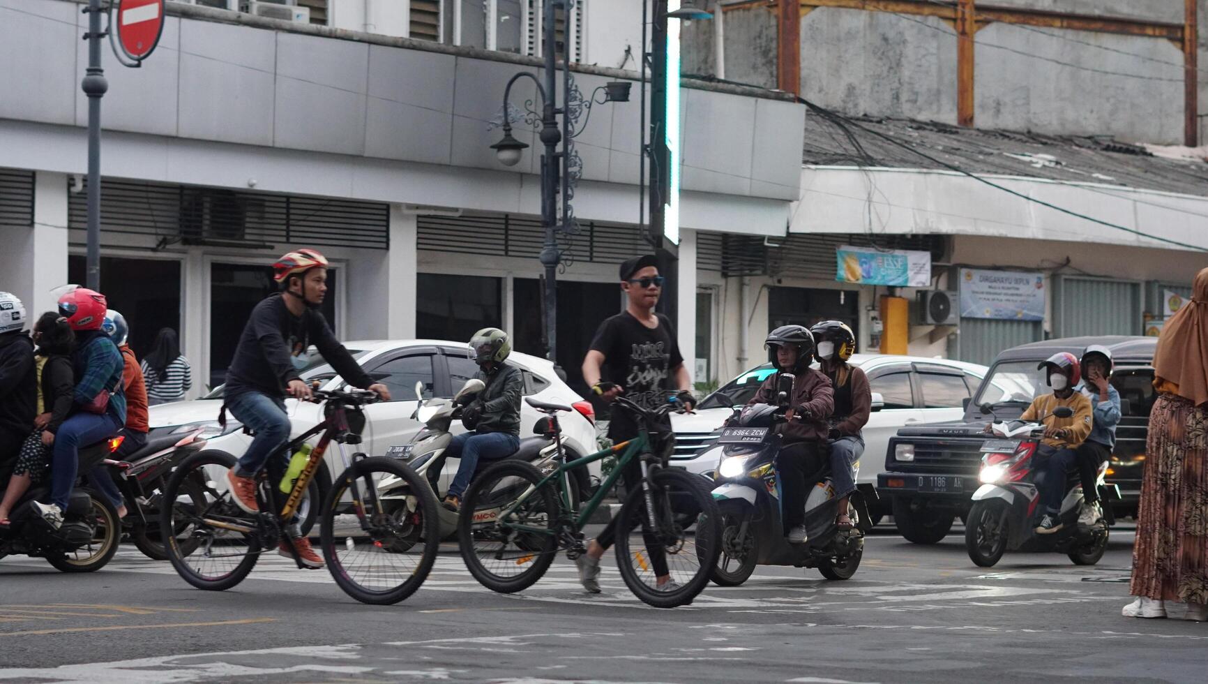 Bandung, West Java. May 26, 2023, the atmosphere of the Asia-Africa Bandung street while on vacation photo