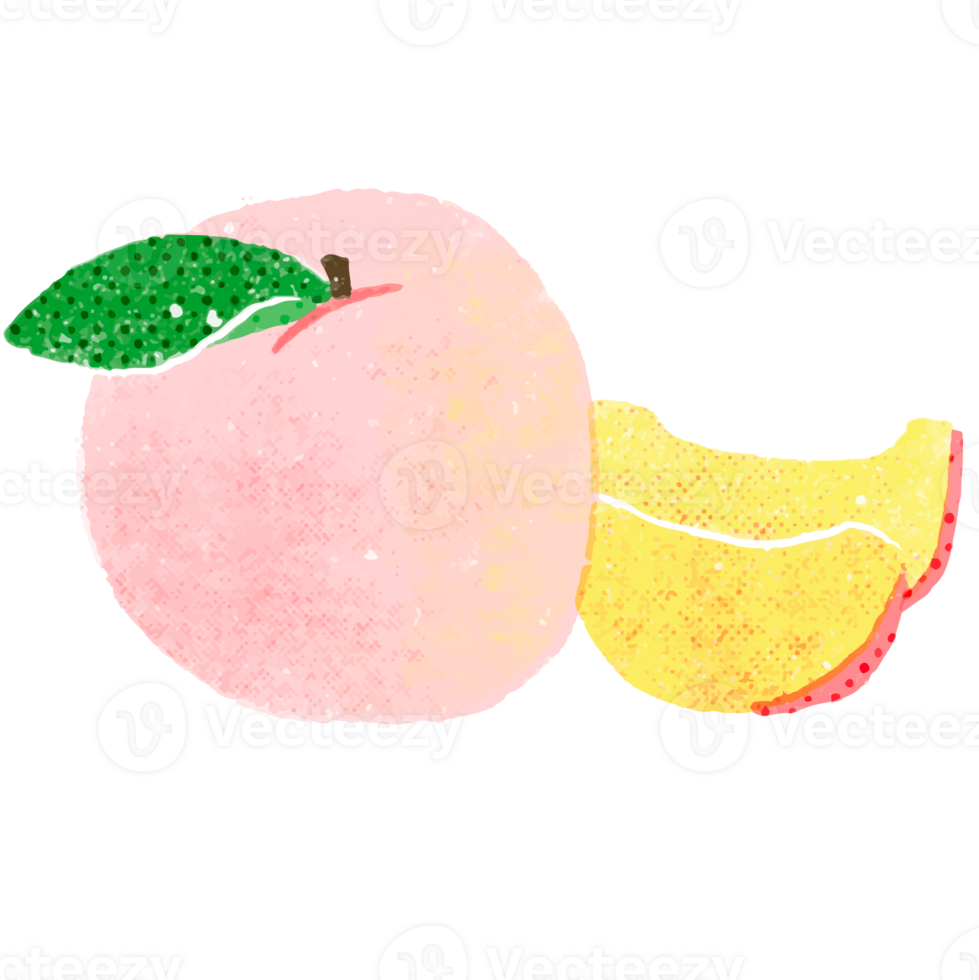 Illustration of a Peach With a Leaf png
