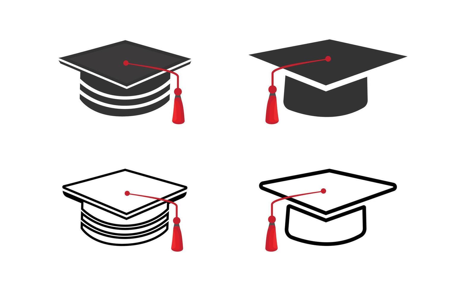 Graduation cap isolated on white background, academic cap, Graduation cap and red tassel with illustrations vector