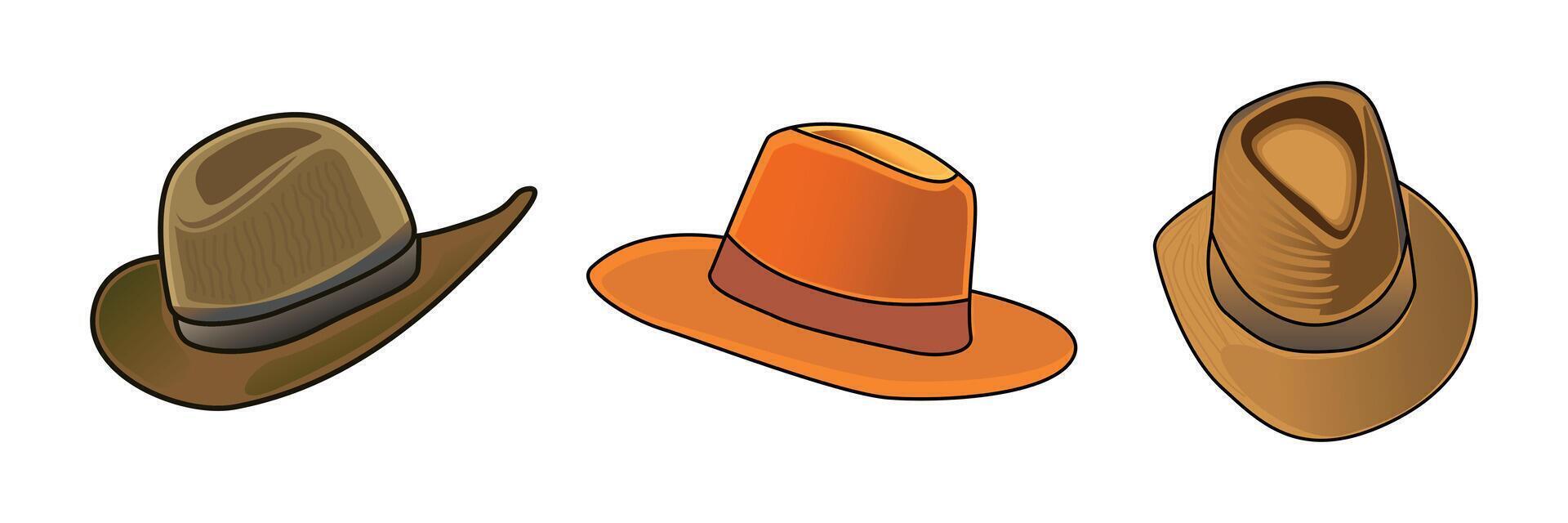 fedora hat, cap illustration isolated on white background. classic hat illustrations vector