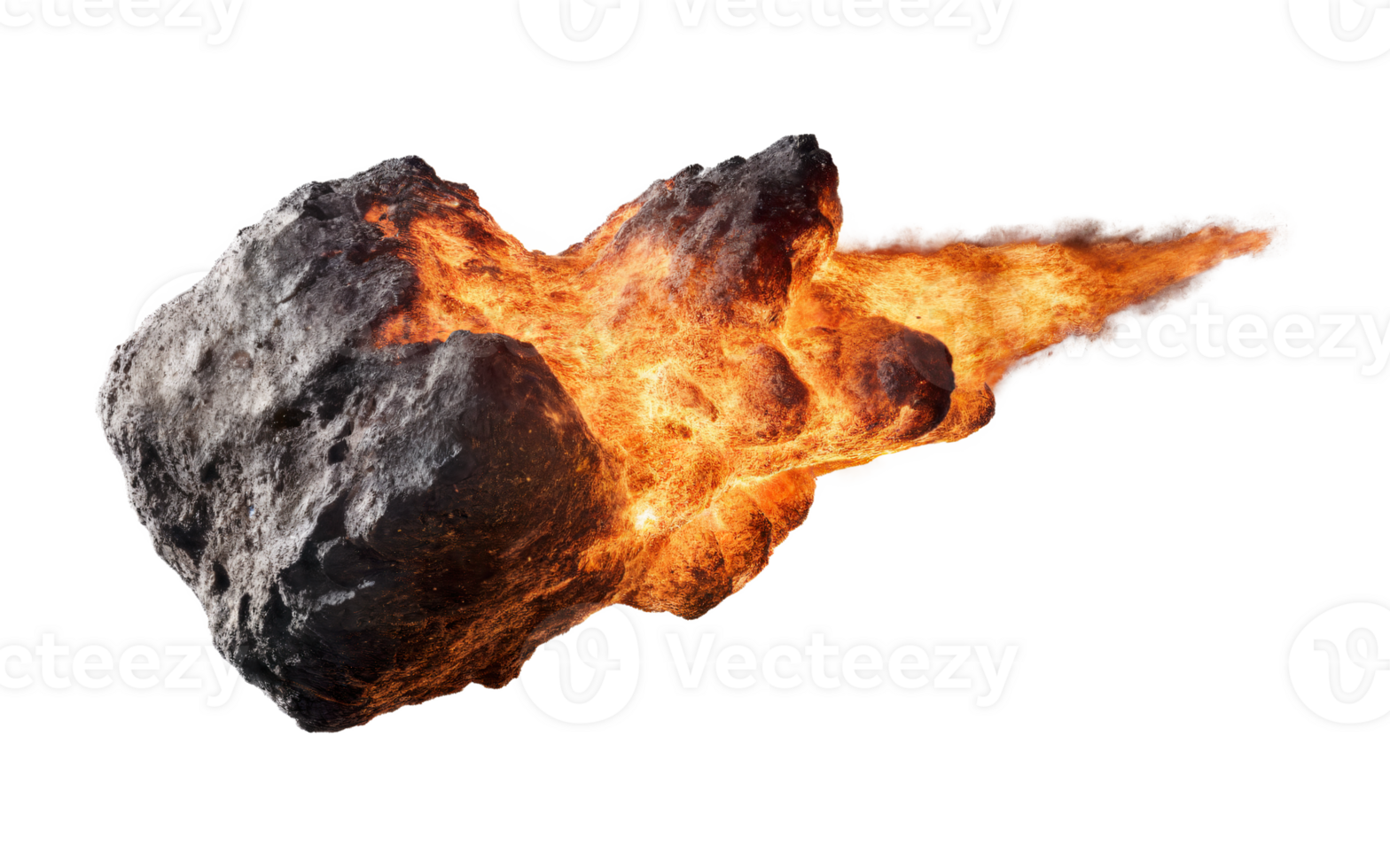 burning meteorites, asteroids on isolated background png