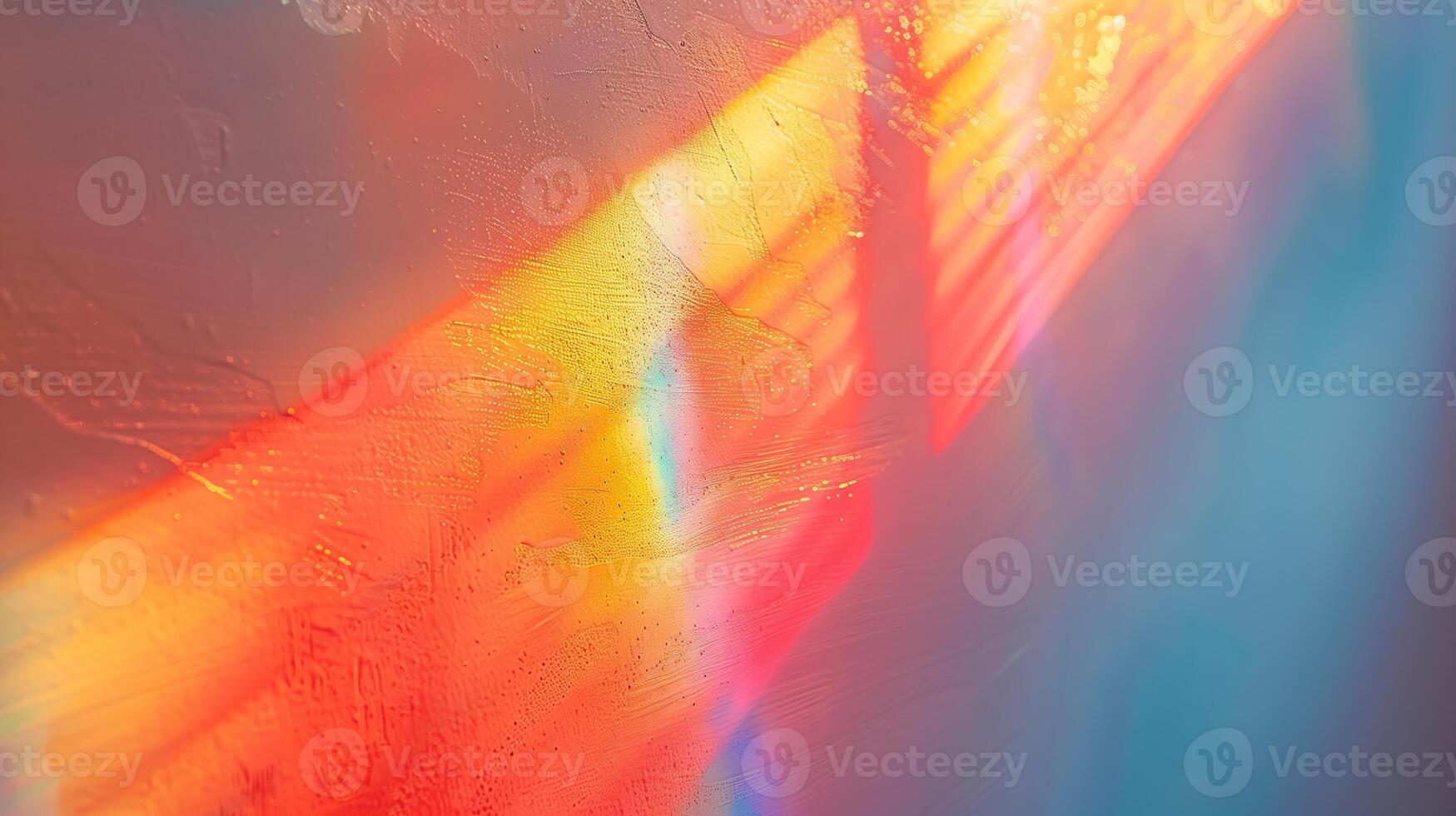 Macro detail of rainbow light rays on a white wall. photo