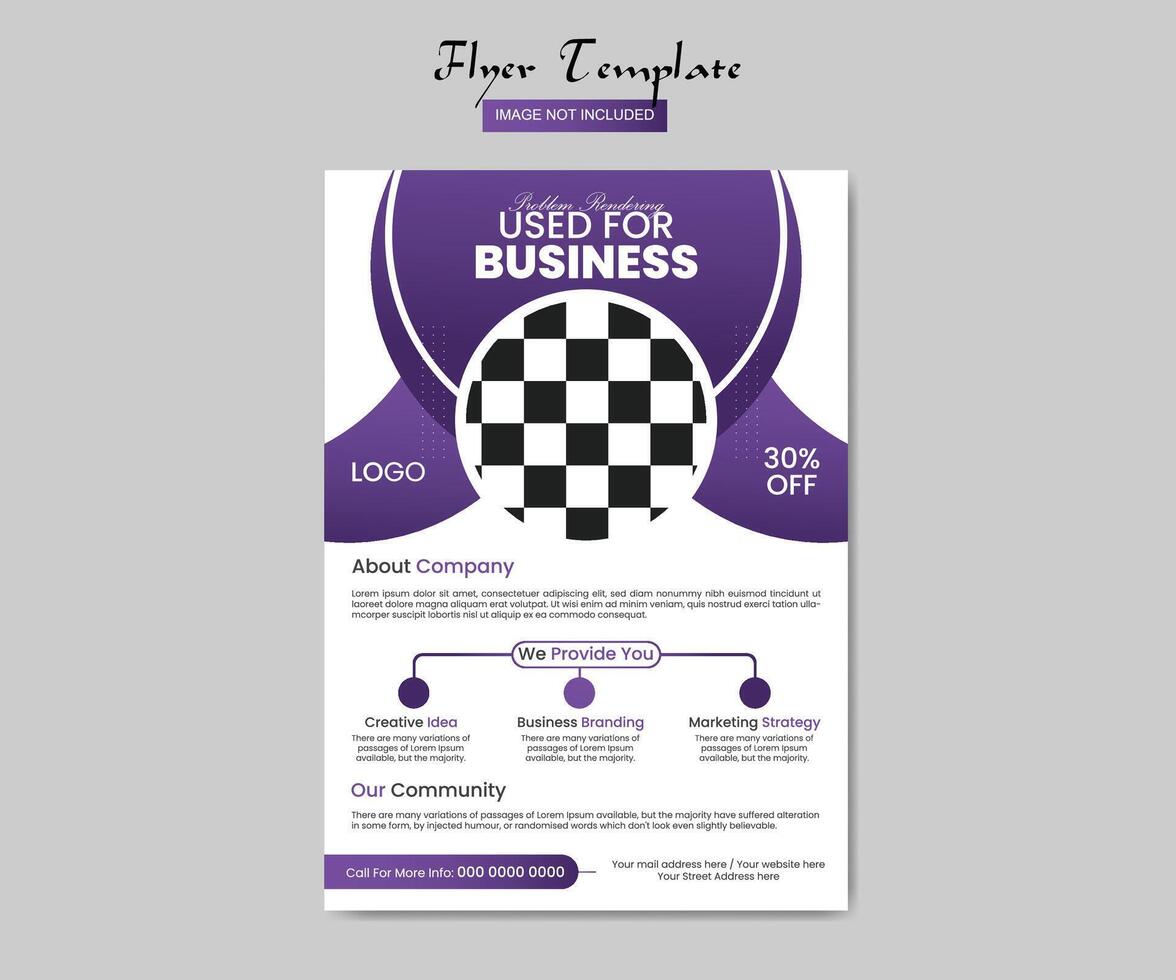 Business Solution Flyer Template Design. Business flyer design template for poster flyer. Graphic design layout with graphic elements and space for photo background. vector