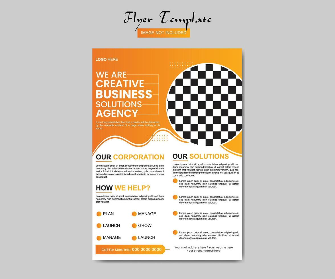 Business Solution Flyer Template Design. Business flyer design template for poster flyer. Graphic design layout with graphic elements and space for photo background. vector