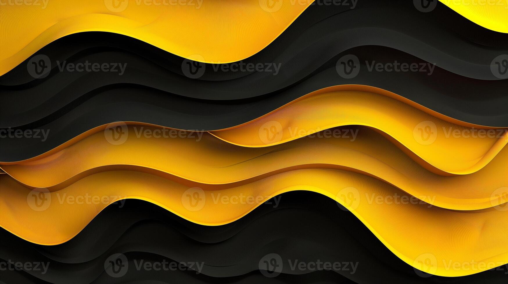 Black and yellow abstract background with waves. photo