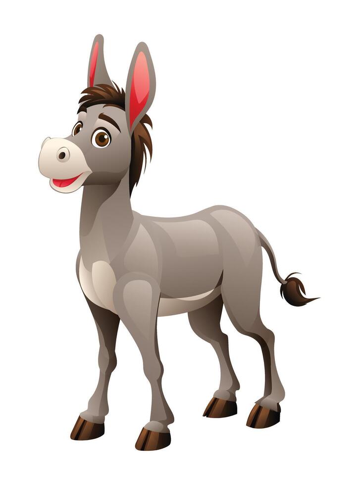 Donkey cartoon character illustration isolated on white background vector