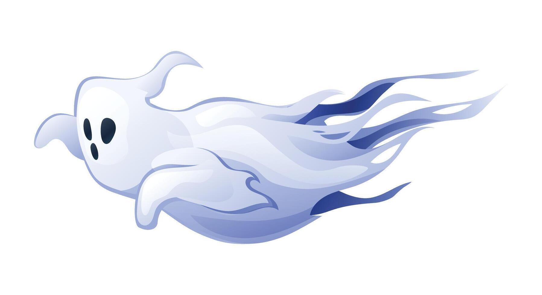 Cartoon flying ghost character. Halloween spooky mysterious ghost. illustration isolated on white background vector