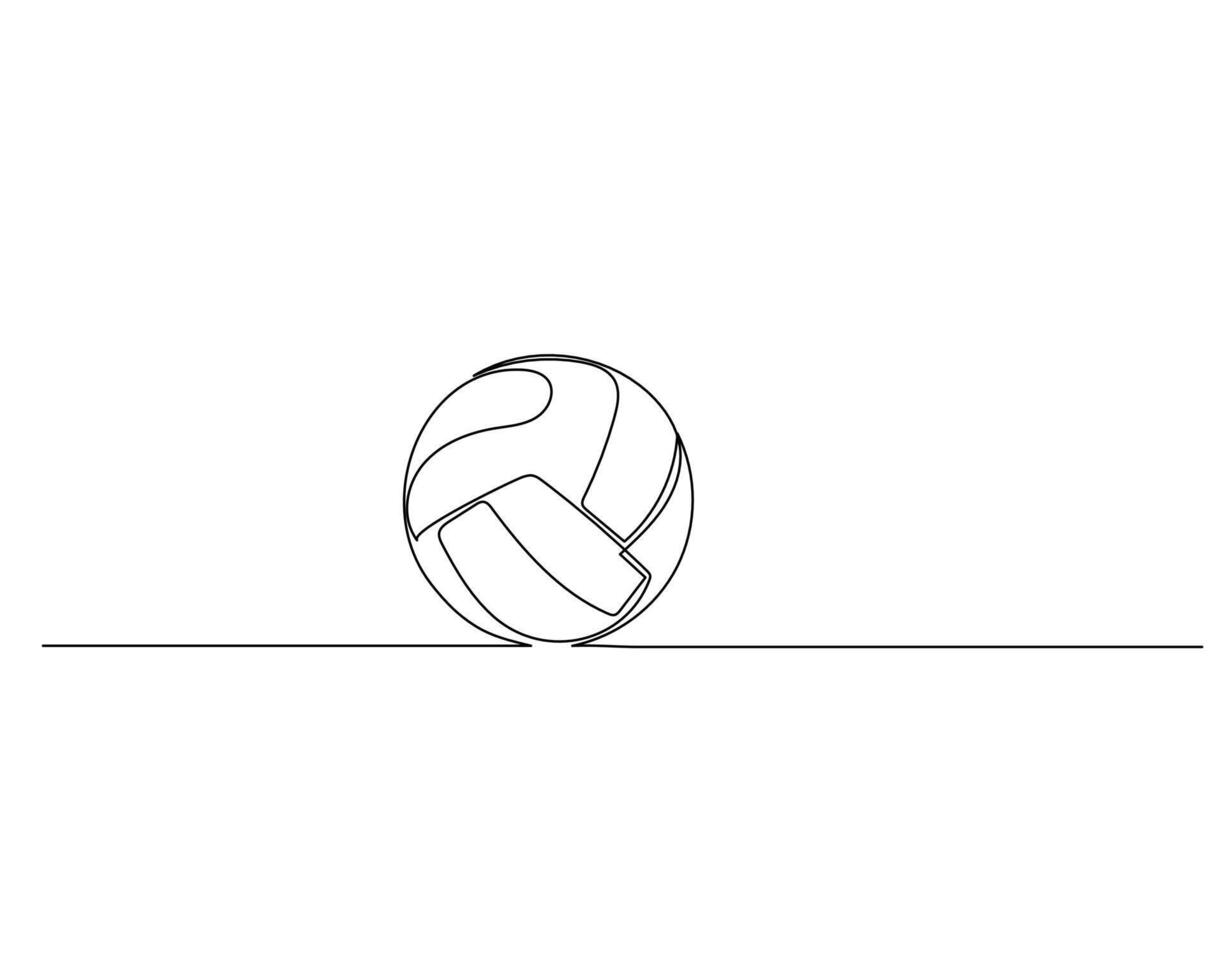 Continuous single line drawing of volleyball lying on the field. sport training concept. volleyball competition. Design illustration vector