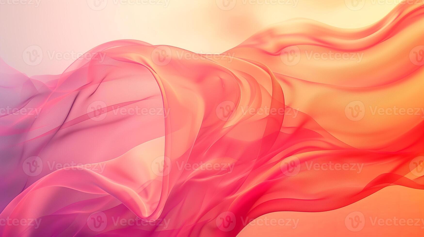 Abstract background with red and pink waves with light gradient on the light orange background. photo