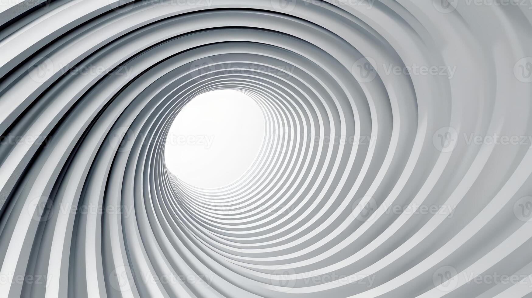 The white background with a 3D graphic of a big circle with smooth waves on center. photo