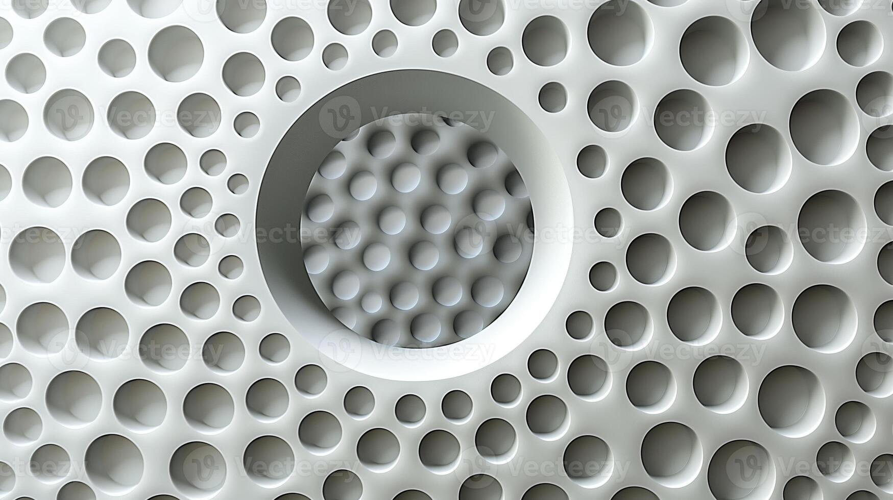 The white background with a 3D graphic of a big circle with smooth waves on center. photo