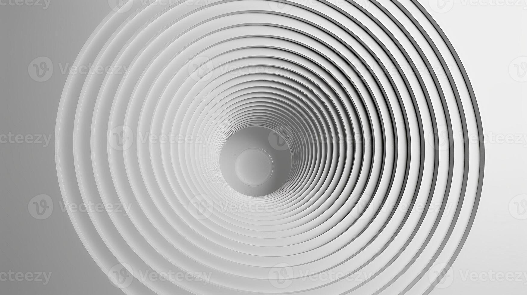 The white background with a 3D graphic of a big circle with smooth waves on center. photo
