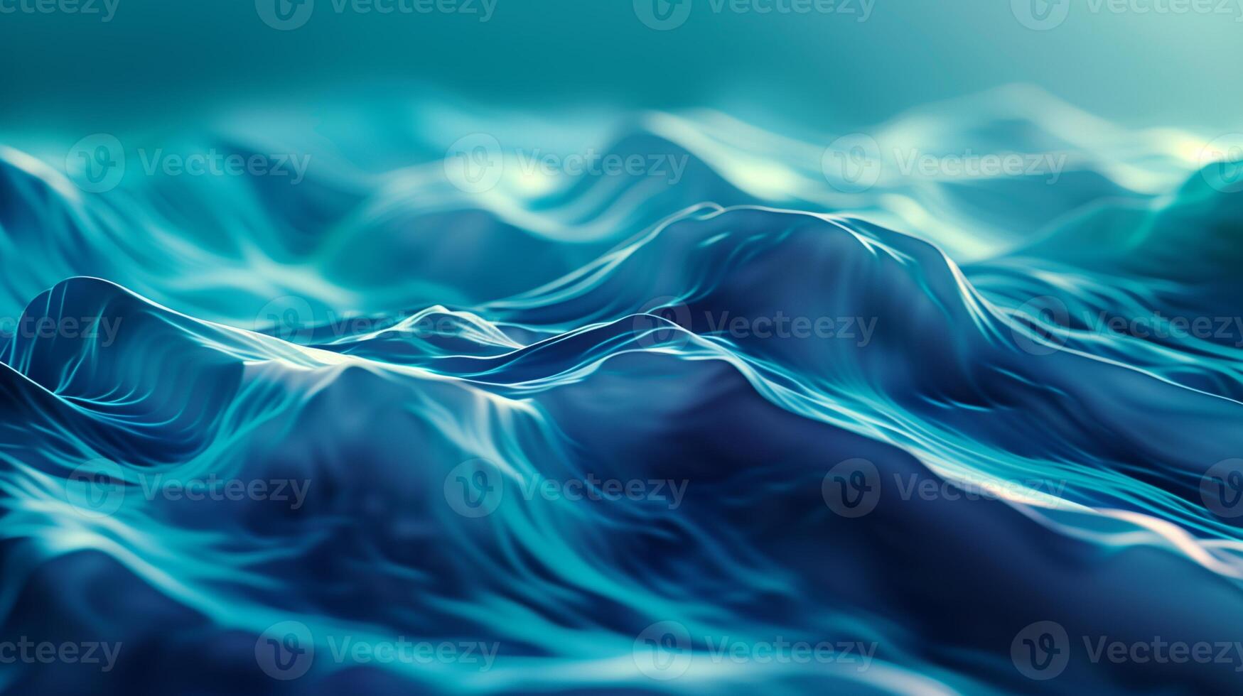 An abstract blue background with blurred waves and soft light. An abstract fluid shapes and elegant curves, modern minimalist design. photo