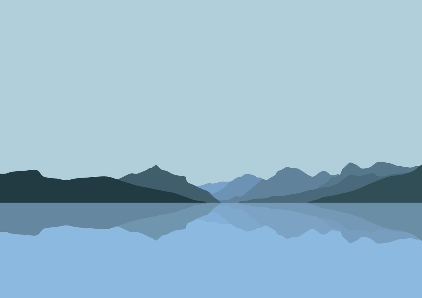 Landscape with the mountains and lakes. Illustration in flat style. vector
