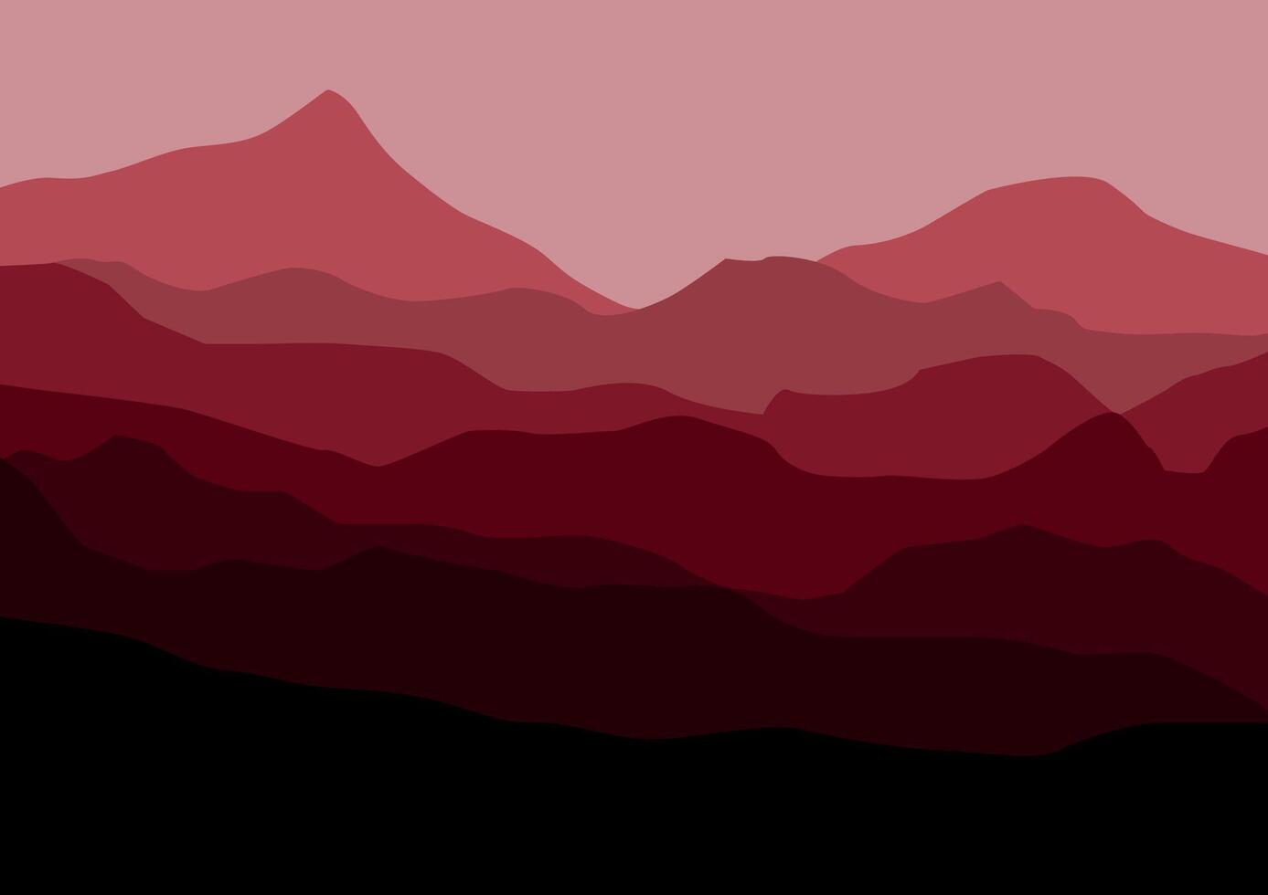 Landscape with the mountains. Illustration in flat style. vector