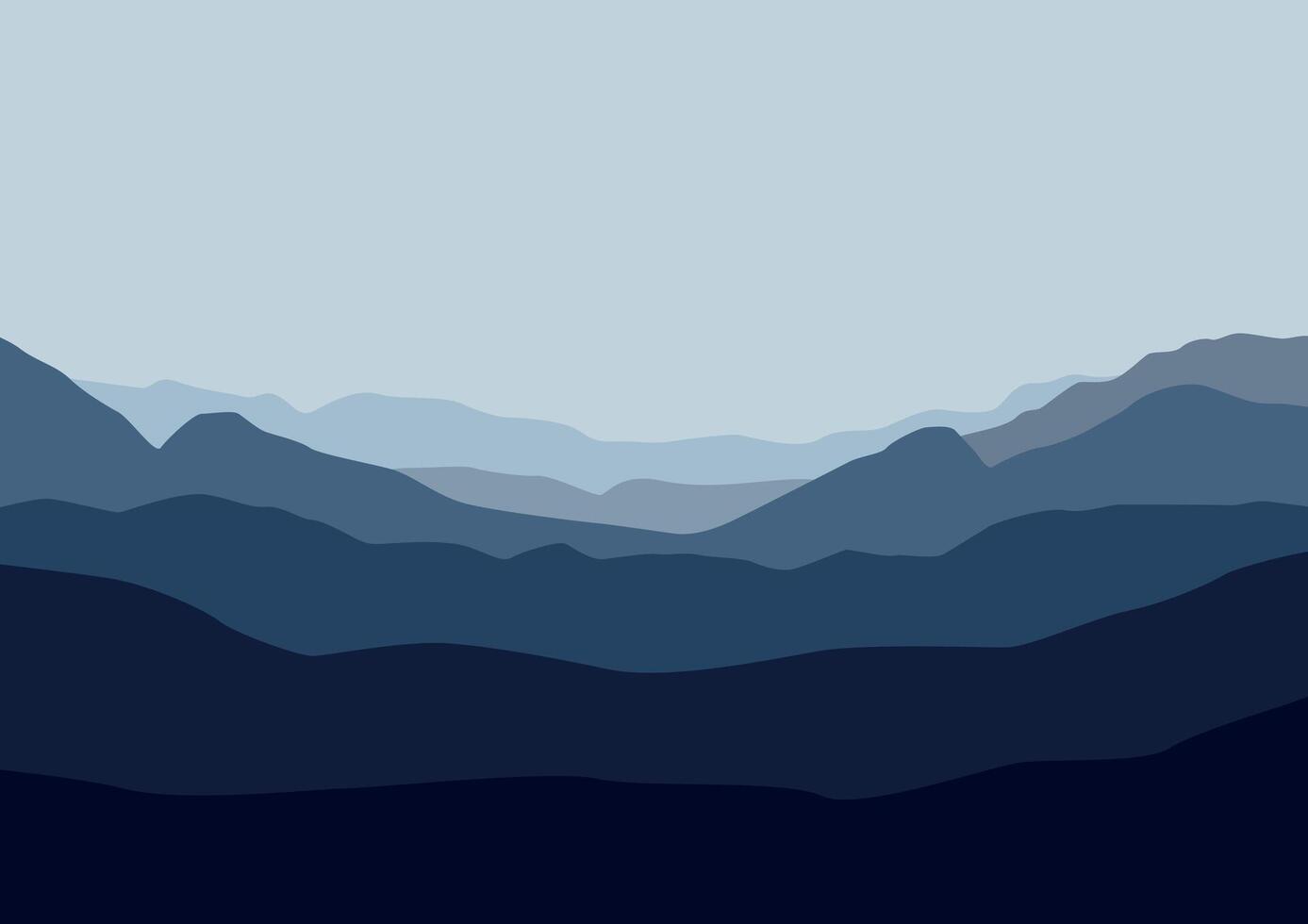 Landscape with the mountains. Illustration in flat style. vector
